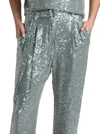 Lapointe Women's Re-Edition Sequined D-Ring Belted Pants - Steel Blue - Size 10 | Thumbnail 6 Lapointe Women's Re-Edition Sequined D-Ring Belted Pants - Steel Blue - Size 10 | Thumbnail 6