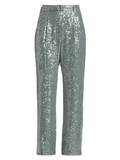 Lapointe Women's Re-Edition Sequined D-Ring Belted Pants - Steel Blue - Size 10 | Thumbnail 1 Lapointe Women's Re-Edition Sequined D-Ring Belted Pants - Steel Blue - Size 10 | Thumbnail 1