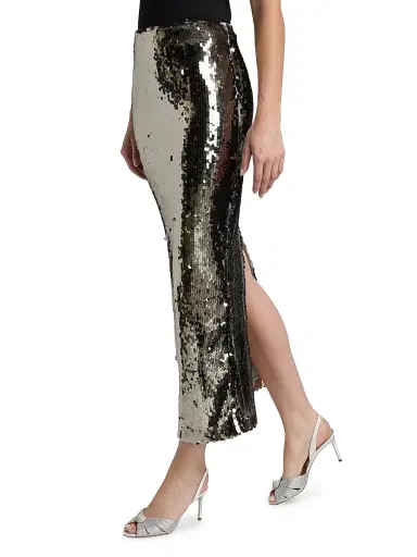 Lapointe Women's Re-Edition Sequined Stretch Pencil Midi-Skirt - Silver - Size 12 | Thumbnail 4 Lapointe Women's Re-Edition Sequined Stretch Pencil Midi-Skirt - Silver - Size 12 | Thumbnail 4