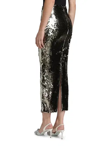 Lapointe Women's Re-Edition Sequined Stretch Pencil Midi-Skirt - Silver - Size 12 | Thumbnail 5 Lapointe Women's Re-Edition Sequined Stretch Pencil Midi-Skirt - Silver - Size 12 | Thumbnail 5