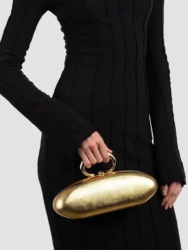 Alexis Bittar Women's Molten Leather Minaudière - Gold | Thumbnail 2 Alexis Bittar Women's Molten Leather Minaudière - Gold | Thumbnail 2