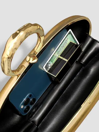 Alexis Bittar Women's Molten Leather Minaudière - Gold | Thumbnail 4 Alexis Bittar Women's Molten Leather Minaudière - Gold | Thumbnail 4
