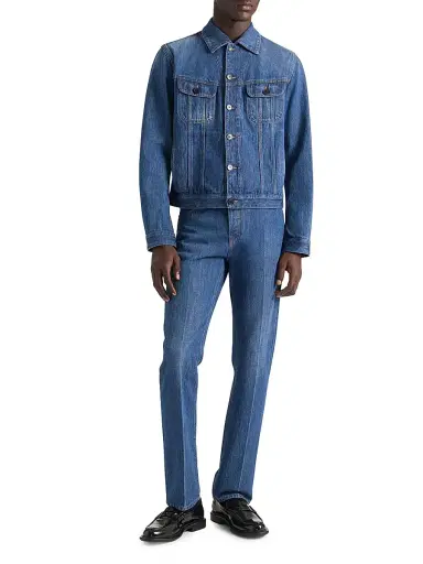 Givenchy Men's Straight Fit Shadow Washed Jeans with Crease Effect - Medium Blue - Size 35 | Thumbnail 2 Givenchy Men's Straight Fit Shadow Washed Jeans with Crease Effect - Medium Blue - Size 35 | Thumbnail 2