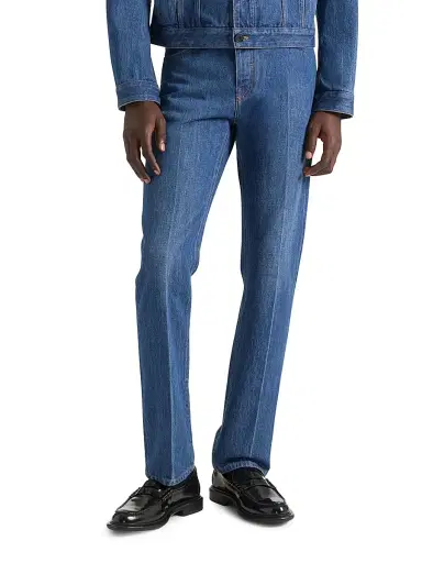 Givenchy Men's Straight Fit Shadow Washed Jeans with Crease Effect - Medium Blue - Size 35 | Thumbnail 3 Givenchy Men's Straight Fit Shadow Washed Jeans with Crease Effect - Medium Blue - Size 35 | Thumbnail 3