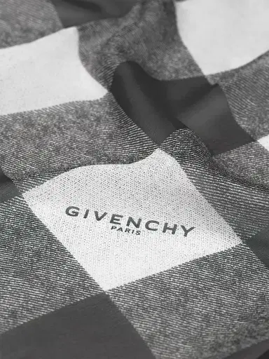 Givenchy Men's Checked Square Scarf in Silk Georgette - Black | Thumbnail 2 Givenchy Men's Checked Square Scarf in Silk Georgette - Black | Thumbnail 2
