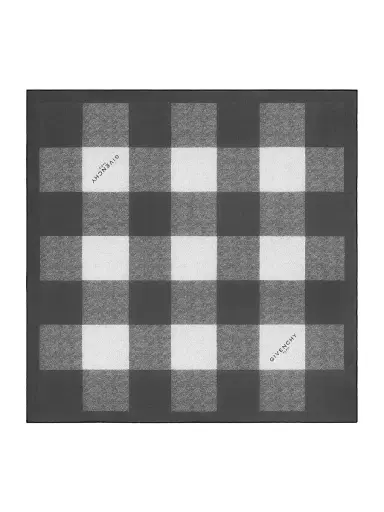 Givenchy Men's Checked Square Scarf in Silk Georgette - Black | Thumbnail 1 Givenchy Men's Checked Square Scarf in Silk Georgette - Black | Thumbnail 1