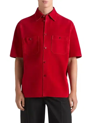 Givenchy Men's Couture Seam Overshirt in Suede - Dark Red | Thumbnail 2 Givenchy Men's Couture Seam Overshirt in Suede - Dark Red | Thumbnail 2