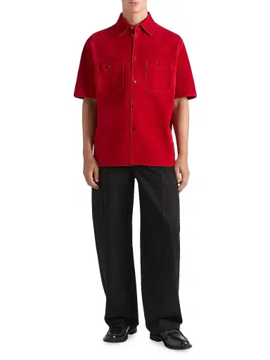 Givenchy Men's Couture Seam Overshirt in Suede - Dark Red | Thumbnail 4 Givenchy Men's Couture Seam Overshirt in Suede - Dark Red | Thumbnail 4