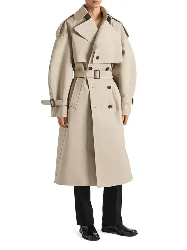 Givenchy Men's Couture Seam Trench Coat in Cotton - Beige | Thumbnail 2 Givenchy Men's Couture Seam Trench Coat in Cotton - Beige | Thumbnail 2