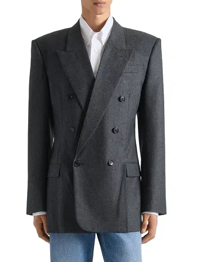 Givenchy Men's Double-Breasted Jacket in Flannel - Grey Mix | Thumbnail 3 Givenchy Men's Double-Breasted Jacket in Flannel - Grey Mix | Thumbnail 3