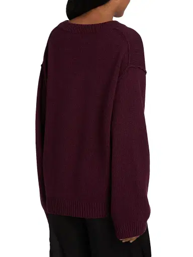 Ganni Women's Core Future Wool-Blend V-Neck Sweater - Burgundy | Thumbnail 5 Ganni Women's Core Future Wool-Blend V-Neck Sweater - Burgundy | Thumbnail 5