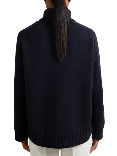 Reiss Women's Brooklyn Wool-Cashmere Rolled-Neck Sweater - Navy | Thumbnail 4 Reiss Women's Brooklyn Wool-Cashmere Rolled-Neck Sweater - Navy | Thumbnail 4