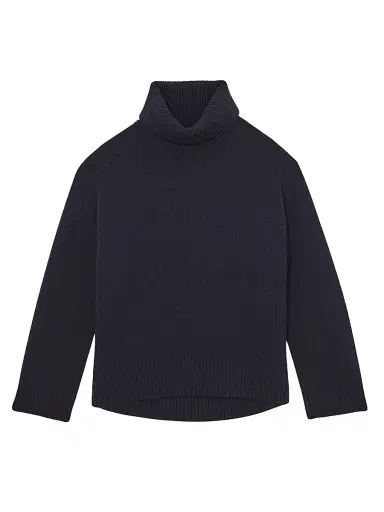 Reiss Women's Brooklyn Wool-Cashmere Rolled-Neck Sweater - Navy | Thumbnail 1 Reiss Women's Brooklyn Wool-Cashmere Rolled-Neck Sweater - Navy | Thumbnail 1