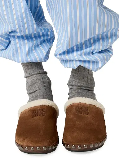 Miu Miu Women's Suede Clogs - Brown | Thumbnail 4 Miu Miu Women's Suede Clogs - Brown | Thumbnail 4