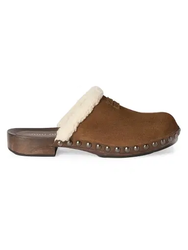 Miu Miu Women's Suede Clogs - Brown | Thumbnail 1 Miu Miu Women's Suede Clogs - Brown | Thumbnail 1