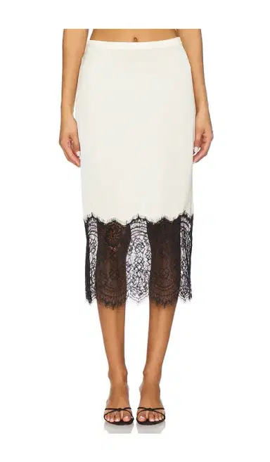 Good American Satin Lace Slip Midi Skirt | Thumbnail 1 Good American Satin Lace Slip Midi Skirt | Thumbnail 1