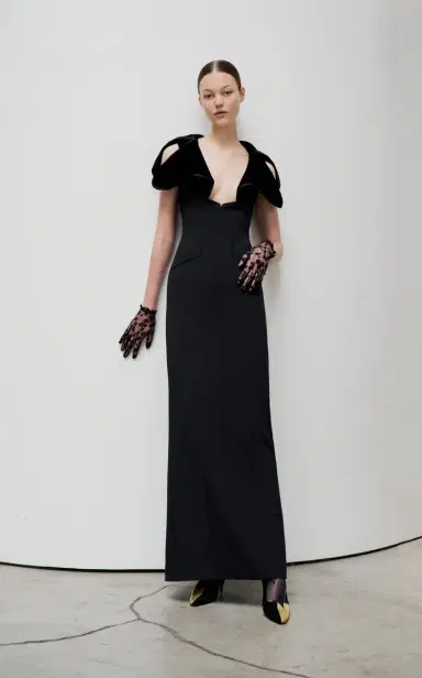 Harithand Capucine Velour-Trimmed Crepe Gown | Thumbnail 2 Harithand Capucine Velour-Trimmed Crepe Gown | Thumbnail 2