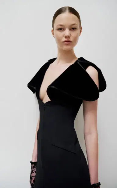 Harithand Capucine Velour-Trimmed Crepe Gown | Thumbnail 3 Harithand Capucine Velour-Trimmed Crepe Gown | Thumbnail 3