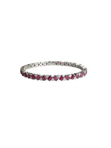 Wish Fine Jewelry 5.36ct Ruby Diamond Platinum Tennis Bracelet | Thumbnail 1 Wish Fine Jewelry 5.36ct Ruby Diamond Platinum Tennis Bracelet | Thumbnail 1