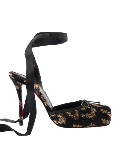 Christian Louboutin Cassia 100 Bow-detailed Satin-trimmed Fil Coupé Velvet Pumps | Thumbnail 1 Christian Louboutin Cassia 100 Bow-detailed Satin-trimmed Fil Coupé Velvet Pumps | Thumbnail 1