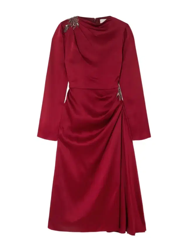 Draped Crystal-embellished Appliquéd Satin Midi Dress Draped Crystal-embellished Appliquéd Satin Midi Dress