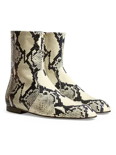 Khaite Women's Colt Snake-Print Leather Ankle Boots - Natural | Thumbnail 2 Khaite Women's Colt Snake-Print Leather Ankle Boots - Natural | Thumbnail 2