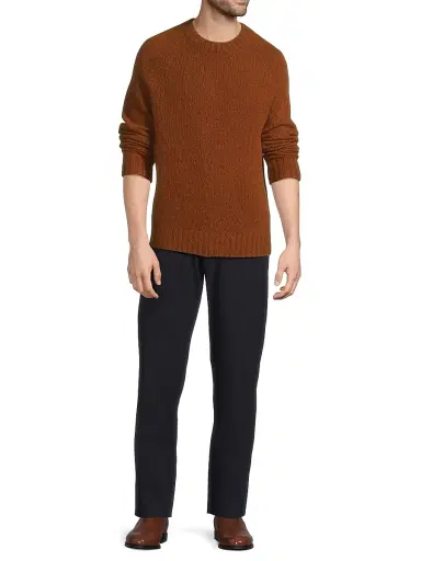 Vince Men's Donegal Raglan-Sleeve Cashmere Crewneck Sweater - Dark Burnt Orange | Thumbnail 2 Vince Men's Donegal Raglan-Sleeve Cashmere Crewneck Sweater - Dark Burnt Orange | Thumbnail 2