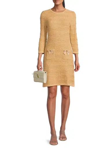 Lilly Pulitzer Women's Rhysa Bow Sweaterdress - Rattan Metallic Marl - Size Large | Thumbnail 2 Lilly Pulitzer Women's Rhysa Bow Sweaterdress - Rattan Metallic Marl - Size Large | Thumbnail 2