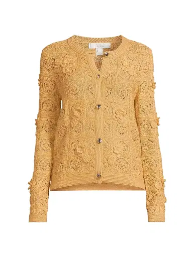 Lilly Pulitzer Women's Lenalie Floral-Crochet Cardigan - Rattan Metallic Crochet - Size Large | Thumbnail 1 Lilly Pulitzer Women's Lenalie Floral-Crochet Cardigan - Rattan Metallic Crochet - Size Large | Thumbnail 1