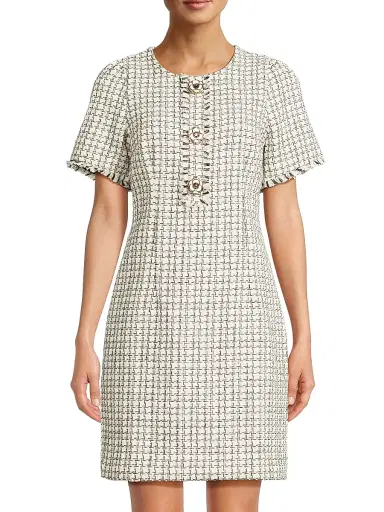 Lilly Pulitzer Women's Brenda Houndstooth Bouclé Sheath Dress - Coconut Lurex Houndstooth - Size 16 | Thumbnail 3 Lilly Pulitzer Women's Brenda Houndstooth Bouclé Sheath Dress - Coconut Lurex Houndstooth - Size 16 | Thumbnail 3