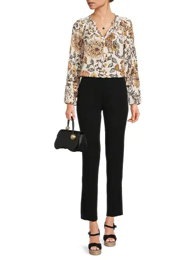 Lilly Pulitzer Women's Elsa Silk Floral Blouse - Coconut Take Meowt - Size Large | Thumbnail 2 Lilly Pulitzer Women's Elsa Silk Floral Blouse - Coconut Take Meowt - Size Large | Thumbnail 2