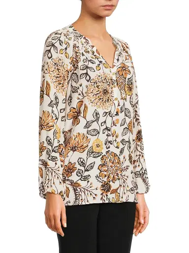 Lilly Pulitzer Women's Elsa Silk Floral Blouse - Coconut Take Meowt - Size Large | Thumbnail 4 Lilly Pulitzer Women's Elsa Silk Floral Blouse - Coconut Take Meowt - Size Large | Thumbnail 4