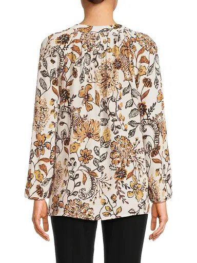 Lilly Pulitzer Women's Elsa Silk Floral Blouse - Coconut Take Meowt - Size Large | Thumbnail 5 Lilly Pulitzer Women's Elsa Silk Floral Blouse - Coconut Take Meowt - Size Large | Thumbnail 5