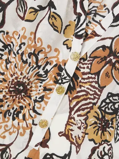 Lilly Pulitzer Women's Elsa Silk Floral Blouse - Coconut Take Meowt - Size Large | Thumbnail 6 Lilly Pulitzer Women's Elsa Silk Floral Blouse - Coconut Take Meowt - Size Large | Thumbnail 6