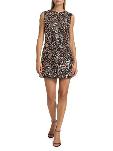 Milly Women's Ivette Gem-Embellished Minidress - Black Multi | Thumbnail 2 Milly Women's Ivette Gem-Embellished Minidress - Black Multi | Thumbnail 2