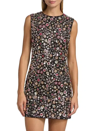 Milly Women's Ivette Gem-Embellished Minidress - Black Multi | Thumbnail 3 Milly Women's Ivette Gem-Embellished Minidress - Black Multi | Thumbnail 3