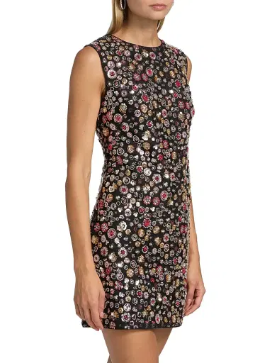 Milly Women's Ivette Gem-Embellished Minidress - Black Multi | Thumbnail 4 Milly Women's Ivette Gem-Embellished Minidress - Black Multi | Thumbnail 4