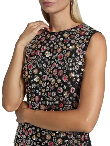 Milly Women's Ivette Gem-Embellished Minidress - Black Multi | Thumbnail 6 Milly Women's Ivette Gem-Embellished Minidress - Black Multi | Thumbnail 6