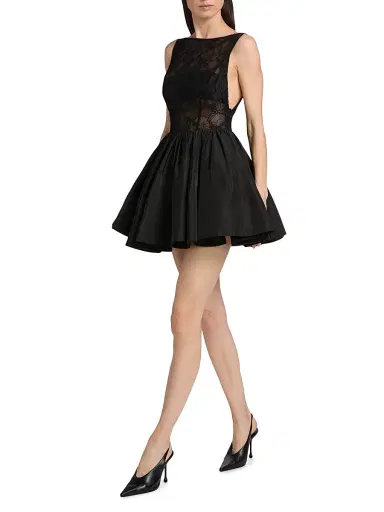 AMUR Women's Lainey Boat Neck Lace Minidress - Black | Thumbnail 2 AMUR Women's Lainey Boat Neck Lace Minidress - Black | Thumbnail 2