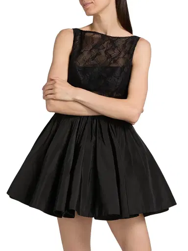 AMUR Women's Lainey Boat Neck Lace Minidress - Black | Thumbnail 3 AMUR Women's Lainey Boat Neck Lace Minidress - Black | Thumbnail 3