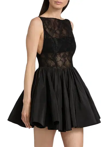 AMUR Women's Lainey Boat Neck Lace Minidress - Black | Thumbnail 4 AMUR Women's Lainey Boat Neck Lace Minidress - Black | Thumbnail 4