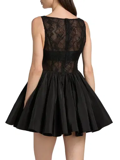 AMUR Women's Lainey Boat Neck Lace Minidress - Black | Thumbnail 5 AMUR Women's Lainey Boat Neck Lace Minidress - Black | Thumbnail 5