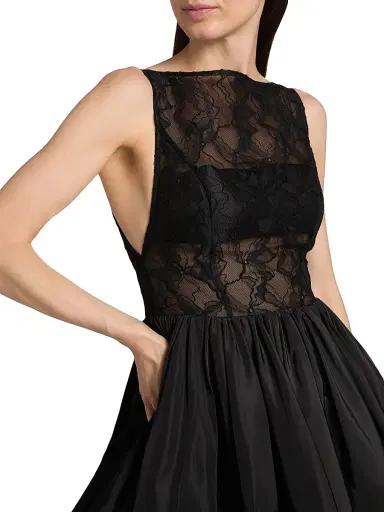 AMUR Women's Lainey Boat Neck Lace Minidress - Black | Thumbnail 6 AMUR Women's Lainey Boat Neck Lace Minidress - Black | Thumbnail 6