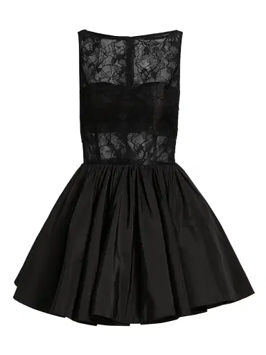 AMUR Women's Lainey Boat Neck Lace Minidress - Black | Thumbnail 1 AMUR Women's Lainey Boat Neck Lace Minidress - Black | Thumbnail 1