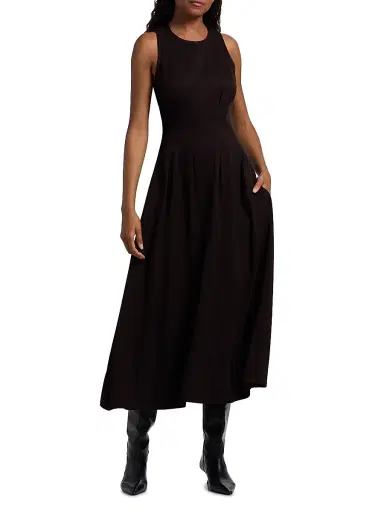 Proenza Schouler White Label Women's Bronwyn Twill Sleevless Midi-Dress - Chocolate | Thumbnail 2 Proenza Schouler White Label Women's Bronwyn Twill Sleevless Midi-Dress - Chocolate | Thumbnail 2