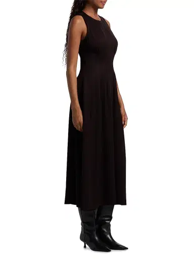 Proenza Schouler White Label Women's Bronwyn Twill Sleevless Midi-Dress - Chocolate | Thumbnail 4 Proenza Schouler White Label Women's Bronwyn Twill Sleevless Midi-Dress - Chocolate | Thumbnail 4