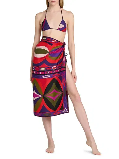 Pucci Women's Passepartout Silk Twill Foulard Pareo | Thumbnail 1 Pucci Women's Passepartout Silk Twill Foulard Pareo | Thumbnail 1