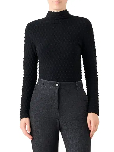 Akris punto Women's Textured Mock Turtleneck Sweater - Black | Thumbnail 3 Akris punto Women's Textured Mock Turtleneck Sweater - Black | Thumbnail 3