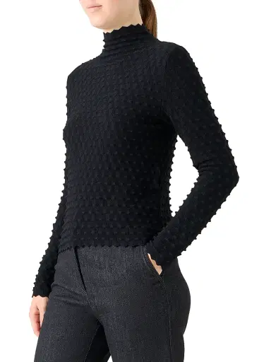Akris punto Women's Textured Mock Turtleneck Sweater - Black | Thumbnail 4 Akris punto Women's Textured Mock Turtleneck Sweater - Black | Thumbnail 4