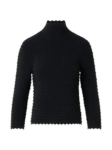 Akris punto Women's Textured Mock Turtleneck Sweater - Black | Thumbnail 1 Akris punto Women's Textured Mock Turtleneck Sweater - Black | Thumbnail 1